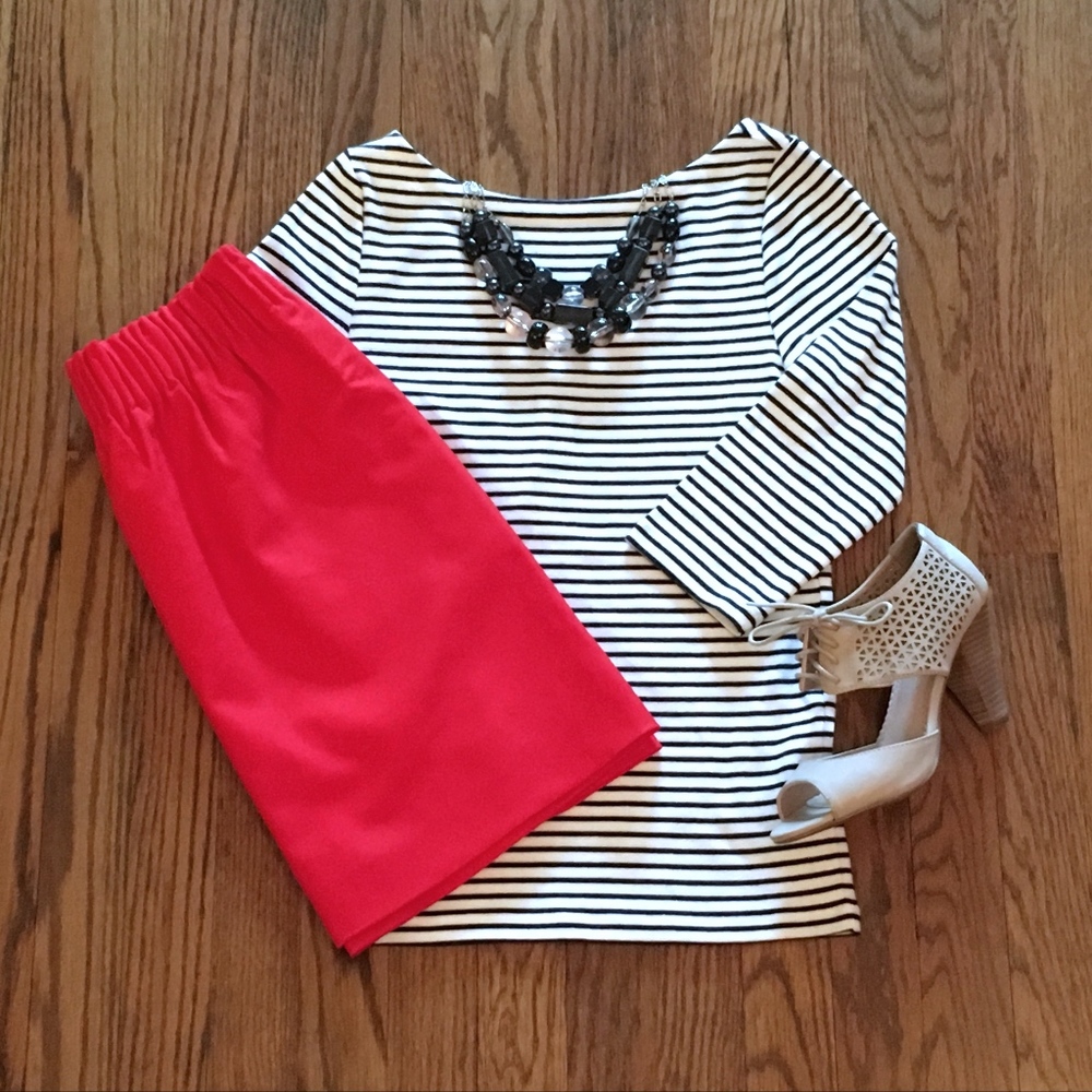 New Gap Navy & White Striped Ballet-Back Tee